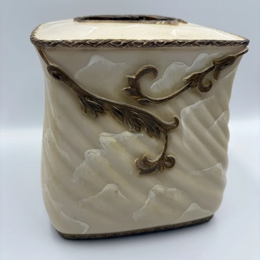 Croscill Tissue Box Cover Faux Marble Vintage Hollywood Regency Style